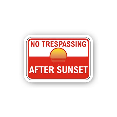 2 (Pieces) 3" and 5" No Trespassing After Sunset with Graphic Sticker, Waterproof Vinyl Decals for M