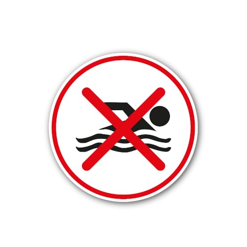2 (Pieces) 3" and 5" No Swimming Icon Sign Sticker, Waterproof Vinyl Decals for Many Purpose Like Ca