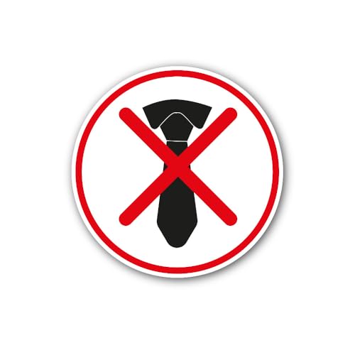 2 (Pieces) 3" and 5" Wearing a Necktie is not Allowed Sign Sticker, Waterproof Vinyl Decals for Many