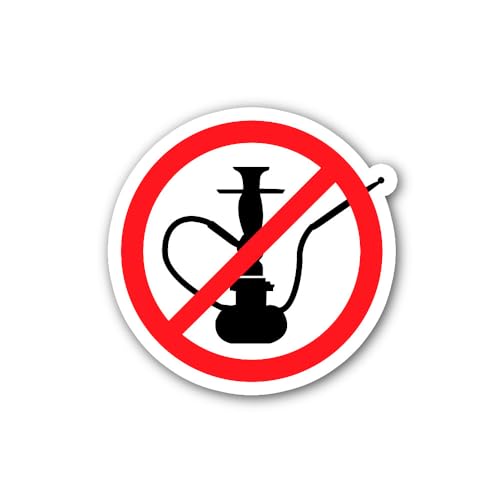 2 (Pieces) 3" and 5" No Hookah Sign Sticker, Waterproof Vinyl Decals for Many Purpose Like Cars, Tru