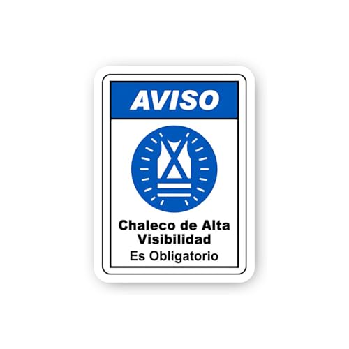 2 (Pieces) 3" and 5" Aviso Mandatory High Visibility Vest Sticker, Waterproof Vinyl Decals for Many 