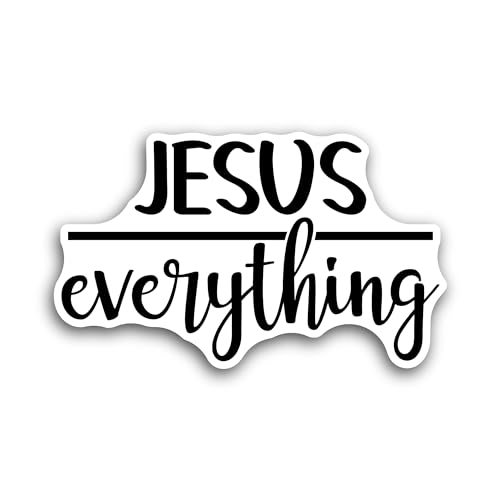 2 (Pieces) 3" and 5" Jesus Everything Text Sticker, Waterproof Vinyl Decals for Many Purpose Like Ca