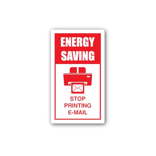 2 (Pieces) 3" and 5" Energy Saving Stop Printing E-Mail Sign Sticker, Waterproof Vinyl Decals for Ma