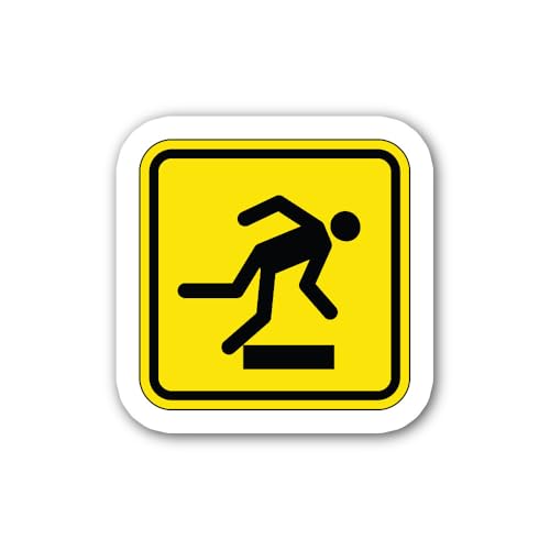 2 (Pieces) 3" and 5" Beware Obstacles Symbol Sign Sticker, Waterproof Vinyl Decals for Many Purpose 