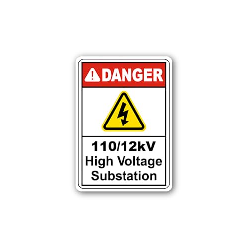 2 (Pieces) 3" and 5" Utility Substation Danger Signage Sticker, Waterproof Vinyl Decals for Many Pur