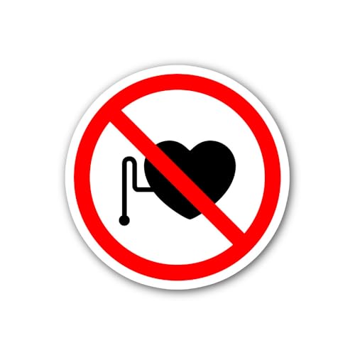 2 (Pieces) 3" and 5" No Access for People with Implanted Cardiac Devices Prohibition Sticker, Waterp
