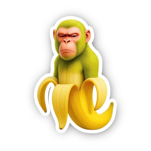 2 (Pieces) 3" and 5" Banana Monkey Sticker, Waterproof Vinyl Decals for Many Purpose Like Cars, Truc
