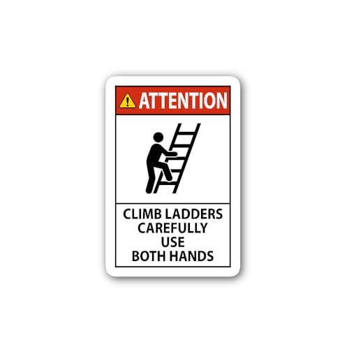 2 (Pieces) 3" and 5" Attention Climb LADDERS Sign Sticker, Waterproof Vinyl Decals for Many Purpose 