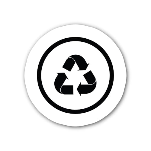 2 (Pieces) 3" and 5" Recycle Symbol Inside a Circle Sticker, Waterproof Vinyl Decals for Many Purpos