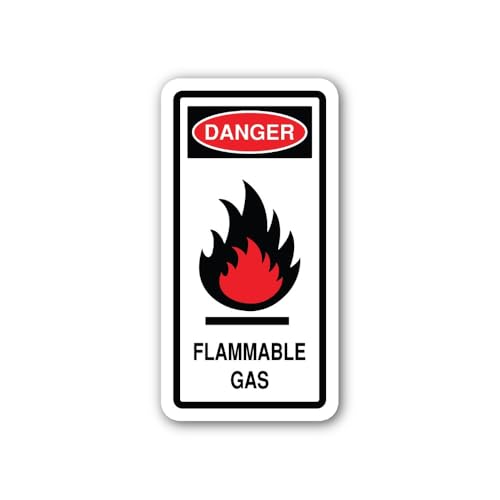2 (Pieces) 3" and 5" Danger Gas Safety Sign Sticker, Waterproof Vinyl Decals for Many Purpose Like C