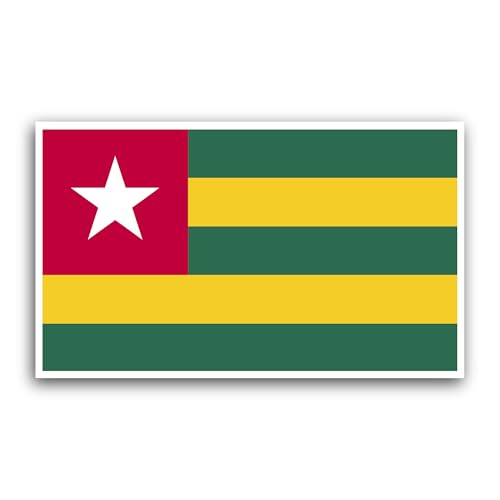 2 (Pieces) 3" and 5" Togo Flag Sticker, Waterproof Vinyl Decals for Many Purpose Like Cars, Trucks, 