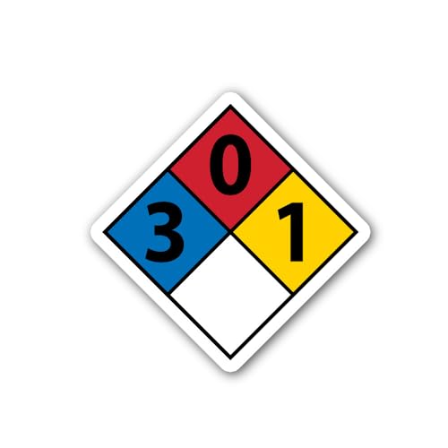 2 (Pieces) 3" and 5" NFPA Diamond 3-0-1 Hazard Label Sticker, Waterproof Vinyl Decals for Many Purpo