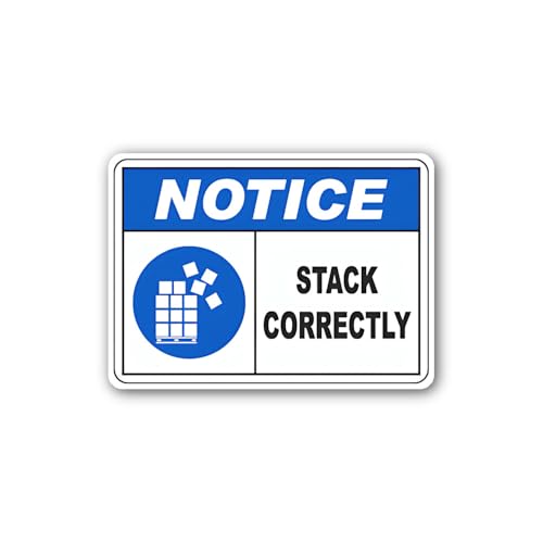 2 (Pieces) 3" and 5" Proper Stacking Mandatory Sign Sticker, Waterproof Vinyl Decals for Many Purpos