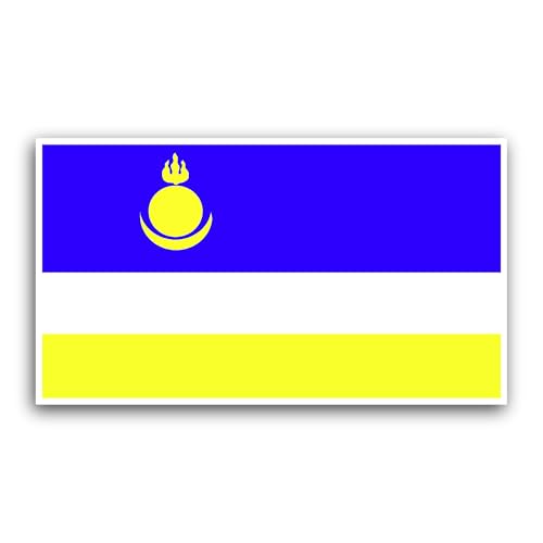 2 (Pieces) 3" and 5" Buryatia Flag Sticker, Waterproof Vinyl Decals for Many Purpose Like Cars, Truc