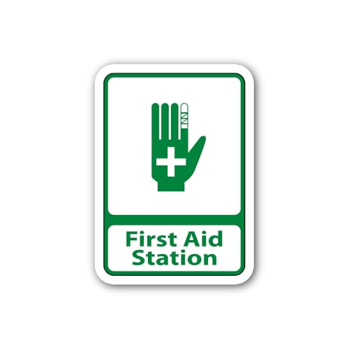 2 (Pieces) 3" and 5" First Aid Station Sticker, Waterproof Vinyl Decals for Many Purpose Like Cars, 