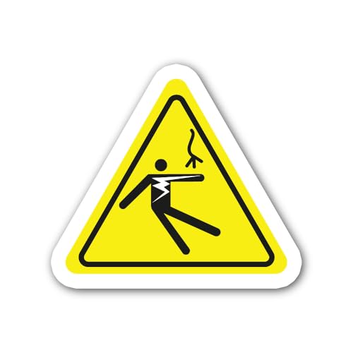 2 (Pieces) 3" and 5" A Striking Warning Yellow Triangle Sign Sticker, Waterproof Vinyl Decals for Ma