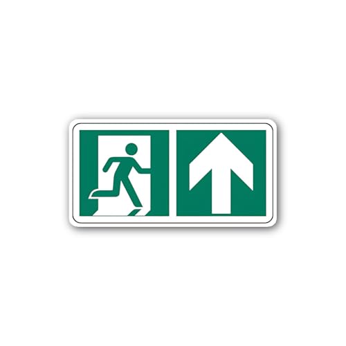2 (Pieces) 3" and 5" Emergency exit up Sign Sticker, Waterproof Vinyl Decals for Many Purpose Like C