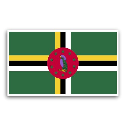 2 (Pieces) 3" and 5" Dominica Flag Sticker, Waterproof Vinyl Decals for Many Purpose Like Cars, Truc