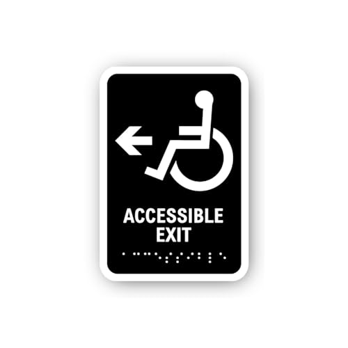 2 (Pieces) 3" and 5" Accessible Exit with Left Arrow Sticker, Waterproof Vinyl Decals for Many Purpo