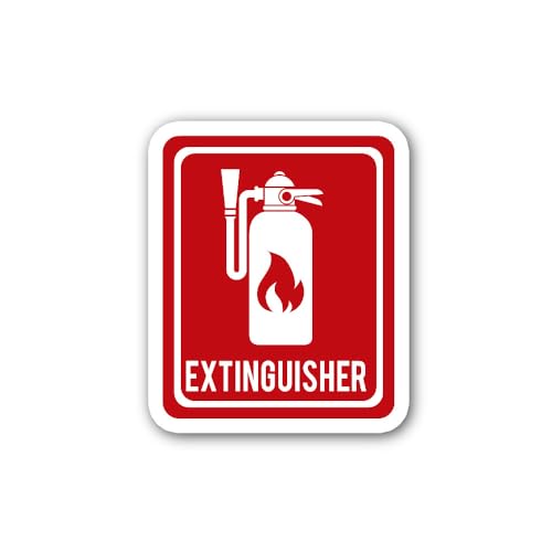 2 (Pieces) 3" and 5" Red Extinguisher Icon Signage Sticker, Waterproof Vinyl Decals for Many Purpose