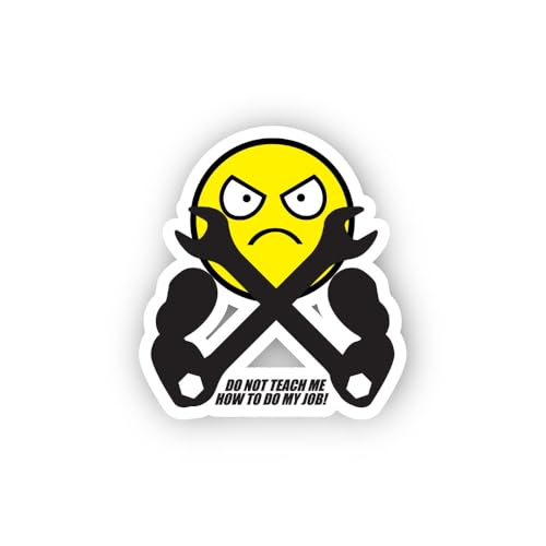 2 (Pieces) 3" and 5" Angry Mechanic Warning Sticker, Waterproof Vinyl Decals for Many Purpose Like C