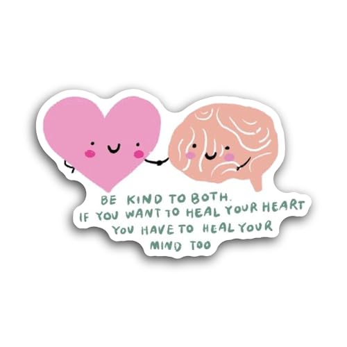 2 (Pieces) 3" and 5" Brain and Heart Sticker, Waterproof Vinyl Decals for Many Purpose Like Cars, Tr
