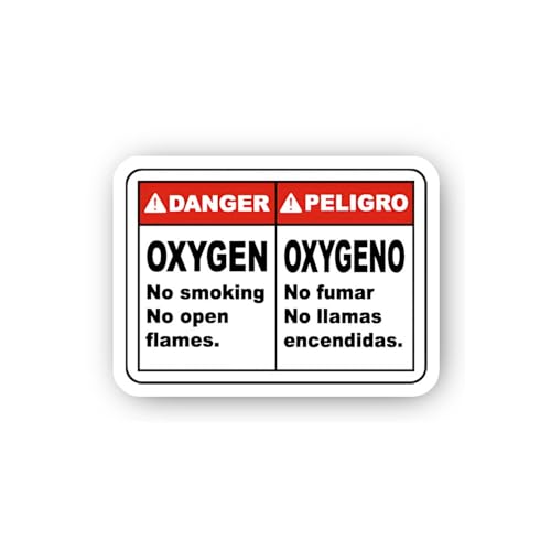 2 (Pieces) 3" and 5" Oxygen Warning Notice Sticker, Waterproof Vinyl Decals for Many Purpose Like Ca