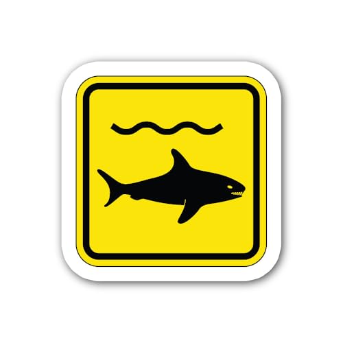 2 (Pieces) 3" and 5" Shark Warning Sign Sticker, Waterproof Vinyl Decals for Many Purpose Like Cars,