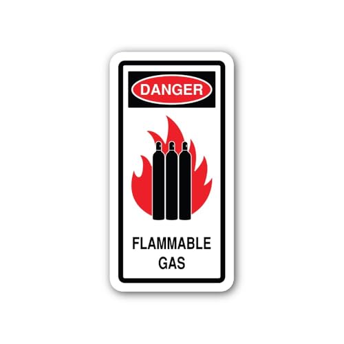 2 (Pieces) 3" and 5" Flammable Gas & Safety Sign Sticker, Waterproof Vinyl Decals for Many Purpose L