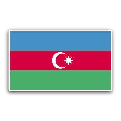 2 (Pieces) 3" and 5" Azerbaijan Flag Sticker, Waterproof Vinyl Decals for Many Purpose Like Cars, Tr
