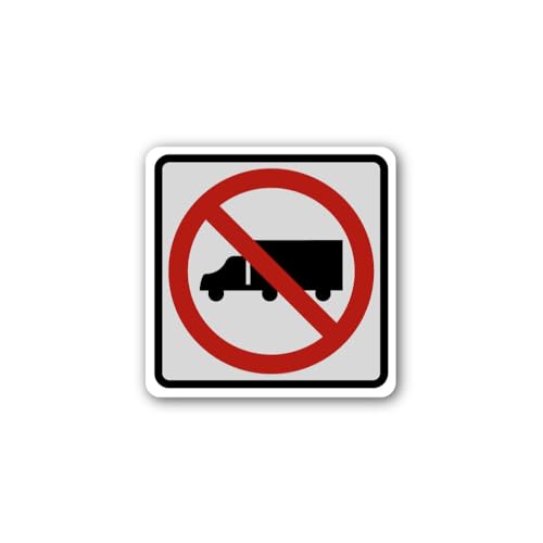 2 (Pieces) 3" and 5" Highway Traffic Supply R5-2 No Trucks Sign Sticker, Waterproof Vinyl Decals for