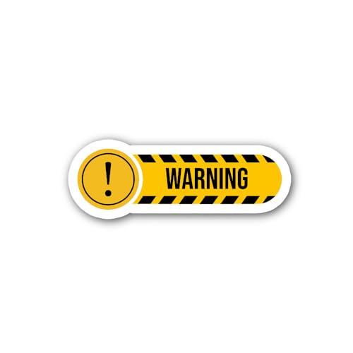 2 (Pieces) 3" and 5" Warning Yellow Colour Sign Sticker, Waterproof Vinyl Decals for Many Purpose Li