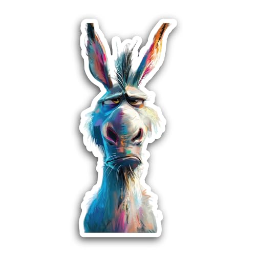 2 (Pieces) 3" and 5" Cute Cartoon Donkey Sticker, Waterproof Vinyl Decals for Many Purpose Like Cars