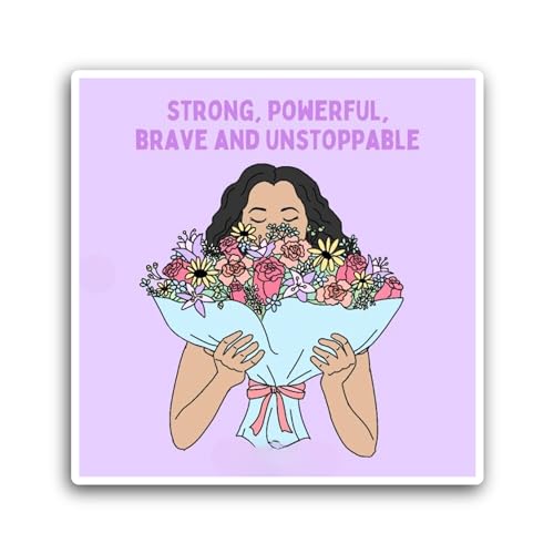 2 (Pieces) 3" and 5" Girl Holds A Flower Bouquet Sticker, Waterproof Vinyl Decals for Many Purpose L