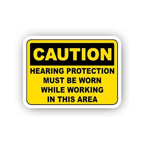 2 (Pieces) 3" and 5" Caution Hearing Protection for Workers Sticker, Waterproof Vinyl Decals for Man