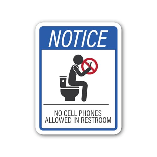 2 (Pieces) 3" and 5" Notice NO Cell Phones Allowed in Restroom Sticker, Waterproof Vinyl Decals for 