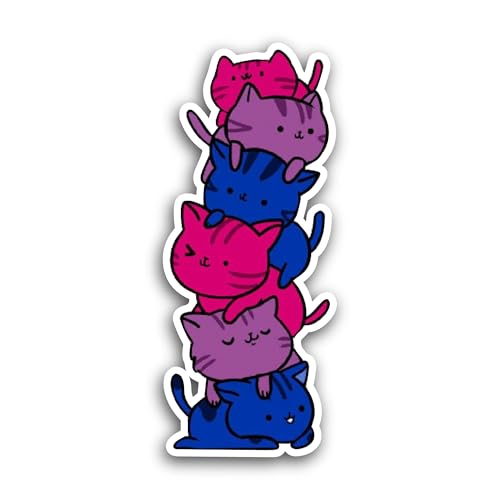 2 (Pieces) 3" and 5" Kawaii Cat Pile Sticker, Waterproof Vinyl Decals for Many Purpose Like Cars, Tr