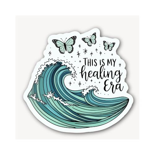 Never Stop Learning Quote on a Water Wave Sticker - 5" Vinyl Sticker Waterproof