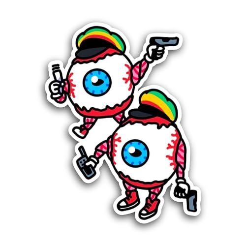 2 (Pieces) 3" and 5" Cartoon Eye Balls Sticker, Waterproof Vinyl Decals for Many Purpose Like Cars, 