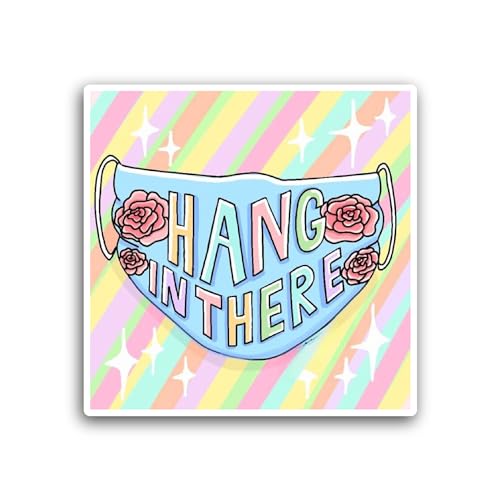 2 (Pieces) 3" and 5" Hang in There Text Sticker, Waterproof Vinyl Decals for Many Purpose Like Cars,