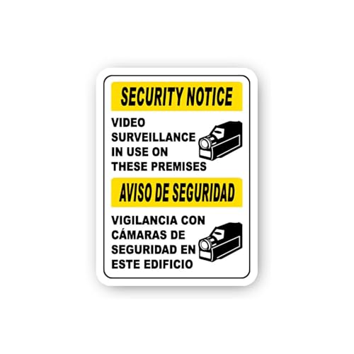 2 (Pieces) 3" and 5" Security Notice: Video Surveillance Bilingual Premises Sticker, Waterproof Viny