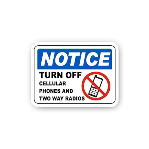 2 (Pieces) 3" and 5" Notice Turn Off Cellular Phones and Two Way Radios Sticker, Waterproof Vinyl De