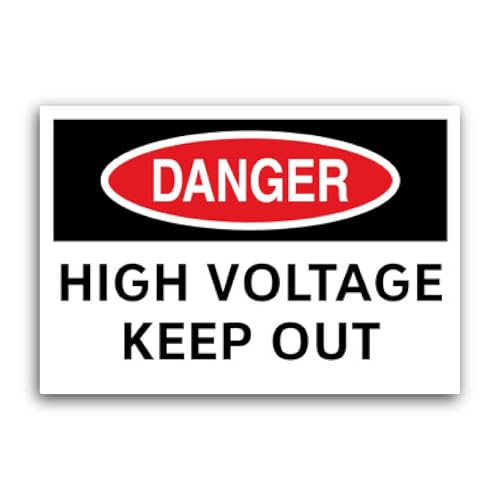 2 (Pieces) 3" and 5" High Voltage Keep Out OSHA Danger Safety Sign Sticker, Waterproof Vinyl Decals 