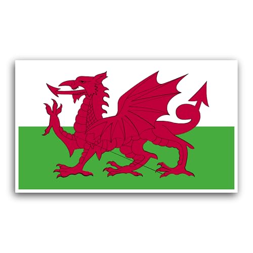 2 (Pieces) 3" and 5" Wales Flag Sticker, Waterproof Vinyl Decals for Many Purpose Like Cars, Trucks,