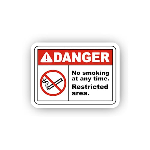 2 (Pieces) 3" and 5" Danger Restricted Area No Smoking Sticker, Waterproof Vinyl Decals for Many Pur