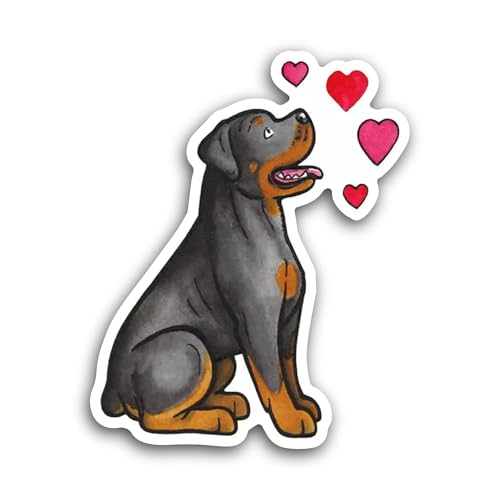 2 (Pieces) 3" and 5" Rottweiler Love Sticker, Waterproof Vinyl Decals for Many Purpose Like Cars, Tr