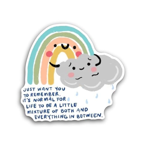 2 (Pieces) 3" and 5" Rainbow with A Cloud Sticker, Waterproof Vinyl Decals for Many Purpose Like Car