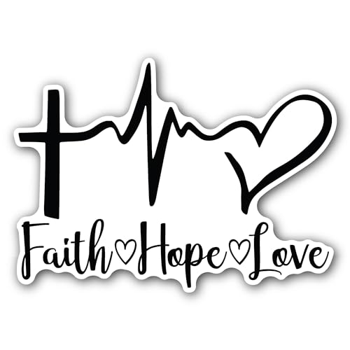 2 (Pieces) 3" and 5" Faith Hope Love Sticker, Waterproof Vinyl Decals for Many Purpose Like Cars, Tr