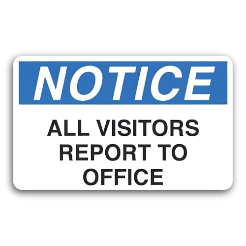 2 (Pieces) 3" and 5" All Visitors Report to Office Decal Sticker, Waterproof Vinyl Decals for Many P