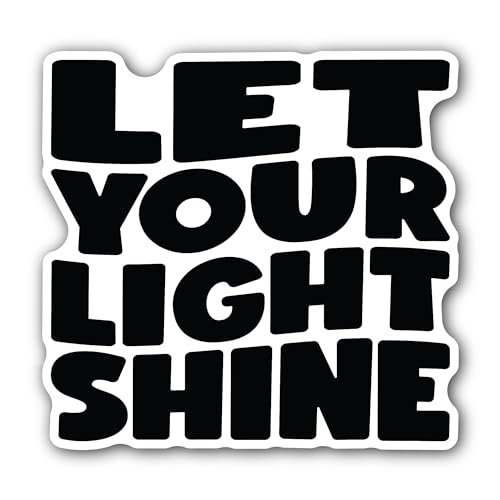 2 (Pieces) 3" and 5" Let Your Light Shine Text Sticker, Waterproof Vinyl Decals for Many Purpose Lik